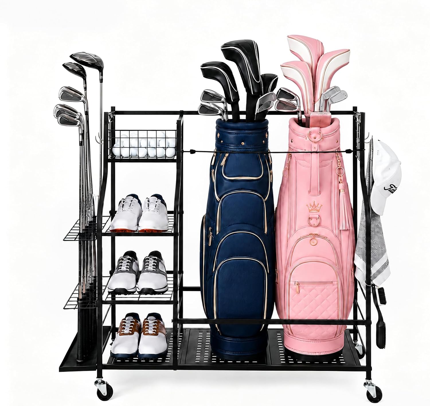 Golf Equipment Garage Organizer - Прочная стойка для хранения гольф-сумок для