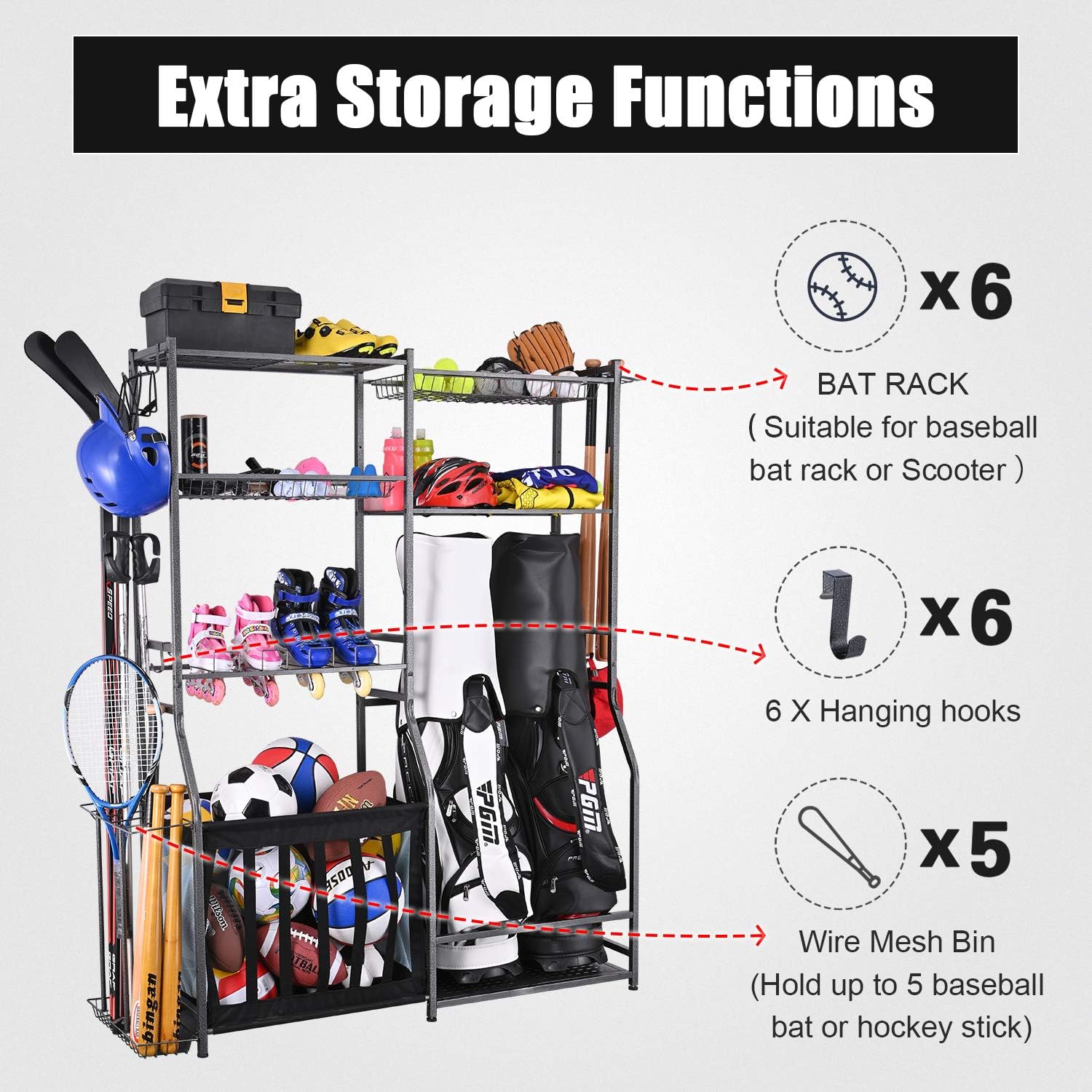 Стойка для хранения спортивног – обзор и цена Golf Equipment Garage Organizer