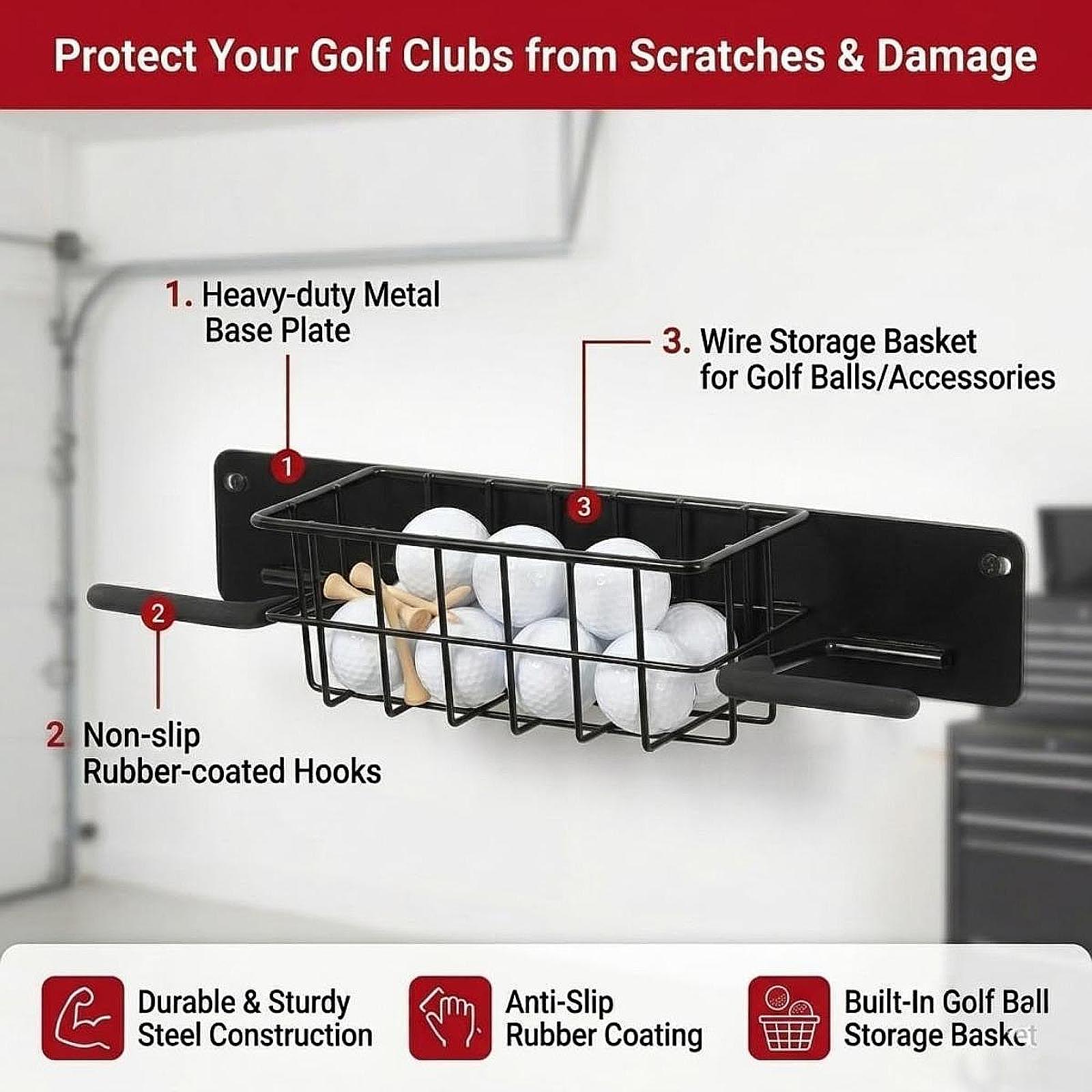 Компактная настенная металличе – обзор и цена Golf Equipment Garage Organizer