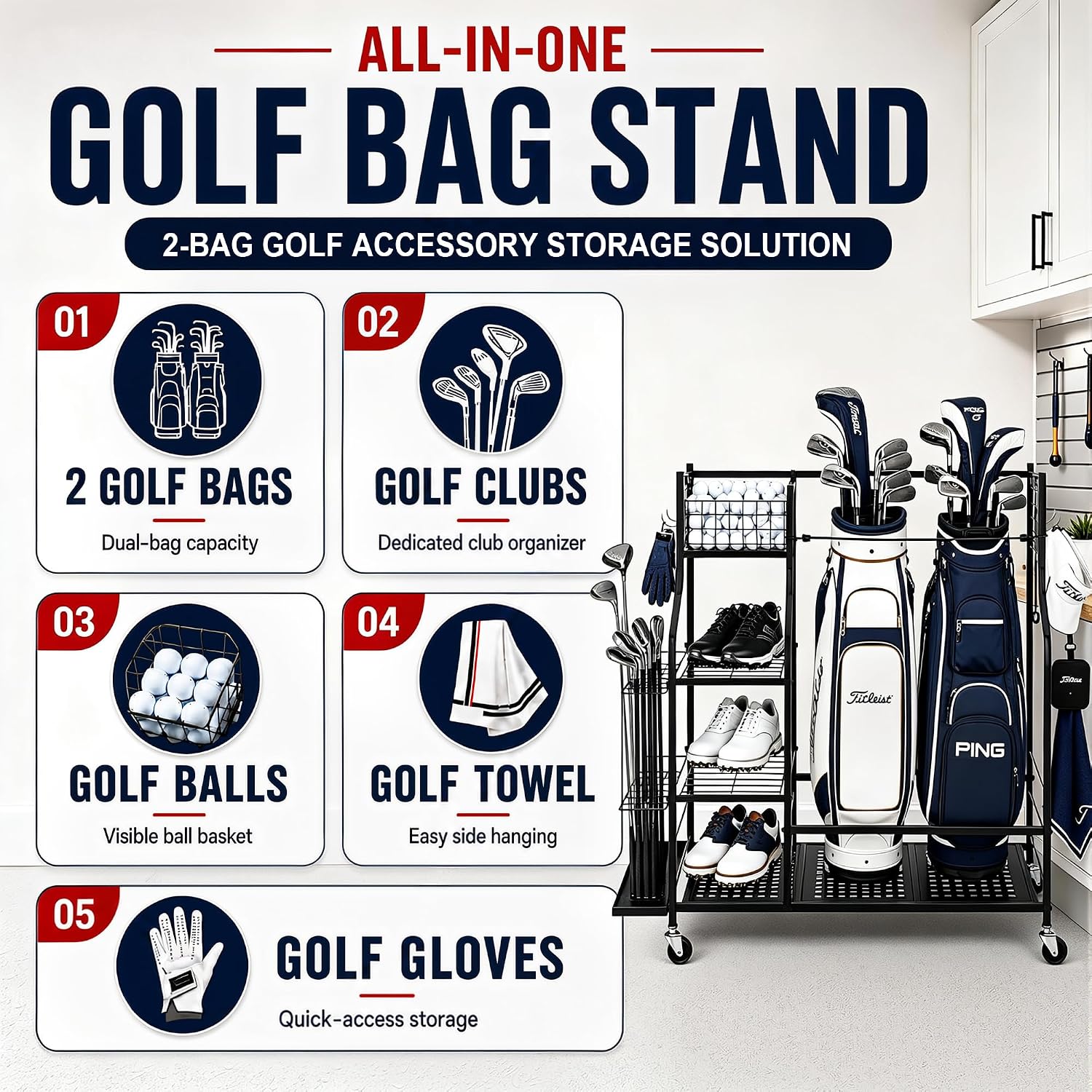 Прочная стойка для хранения го – обзор и цена Golf Equipment Garage Organizer