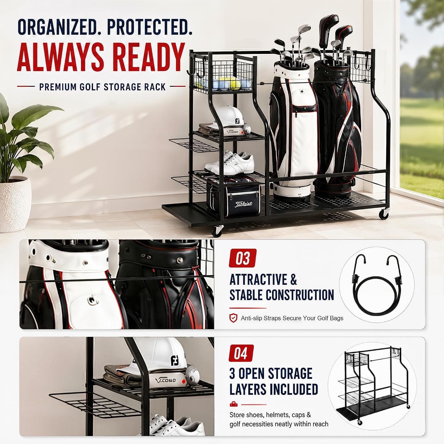 Прочная стойка для хранения го – обзор и цена Golf Equipment Garage Organizer