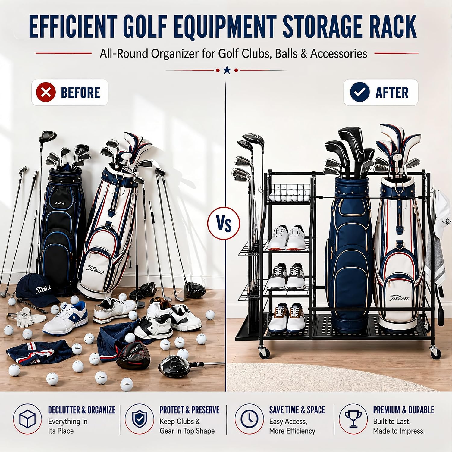 Прочная стойка для хранения го – обзор и цена Golf Equipment Garage Organizer