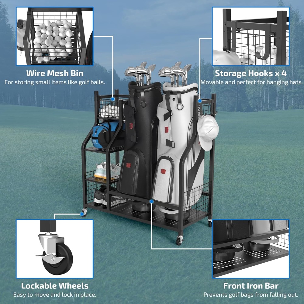 Сверхбольшая подставка для хра – обзор и цена Golf Equipment Garage Organizer