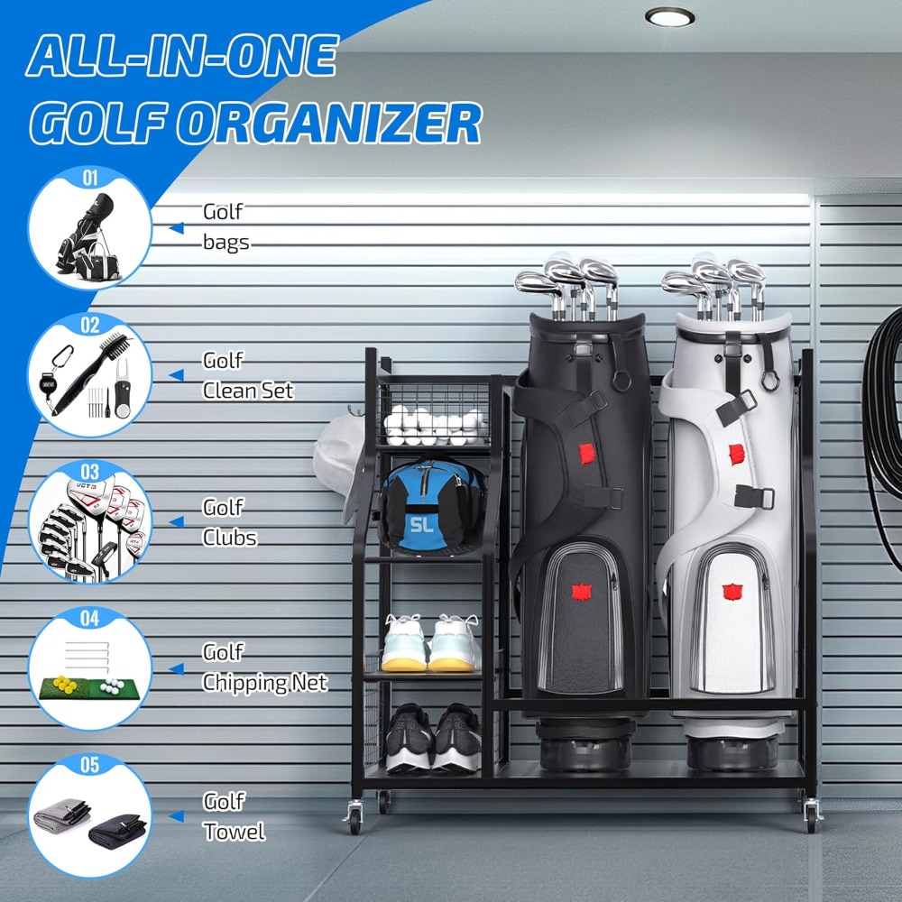 Сверхбольшая подставка для хра – обзор и цена Golf Equipment Garage Organizer